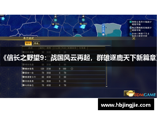 《信长之野望9：战国风云再起，群雄逐鹿天下新篇章》